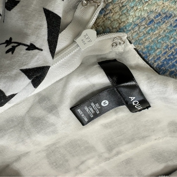 Aqua Black & White Floral Smocked Square-Neck Mini Dress - Picture 5 of 15